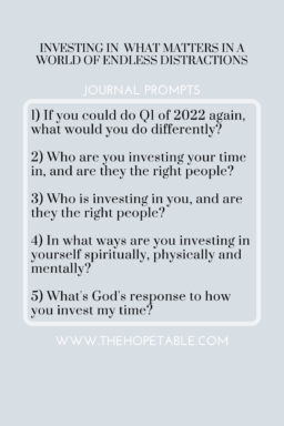 Investing in what matters in a world of endless distractions. Bible Journaling prompts.UK based Christian blog for Christian